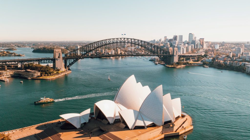 Sydney Harbour where the Opera House and Bridge is